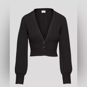 Aritzia Wilfred black Plunge Front Cardigan